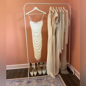 White Ruched Midi Oh Polly Dress